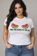 Freedom Melons white fitted tee concept mockup
